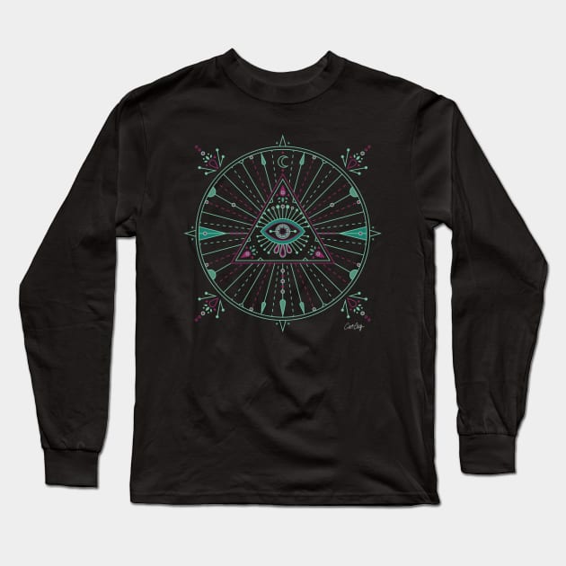 Evil Eye Mandala Long Sleeve T-Shirt by CatCoq